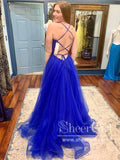 Royal Blue Ball Gown Party Dress Sparkly Layered Tulle Prom Dress ARD2803-SheerGirl