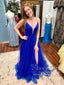 Vestido de fiesta azul real Vestido de fiesta de tul en capas brillantes ARD2803