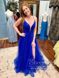 Royal Blue Ball Gown Party Dress Sparkly Layered Tulle Prom Dress ARD2803-SheerGirl