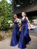 Royal Blue Bridesmaid Dresses Long Pleated Simple Modest Bridesmaid Dresses ARD1142-SheerGirl