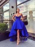 Royal Blue High Low Satin Prom Dress Sweetheart Homecoming Dress ARD2766-SheerGirl