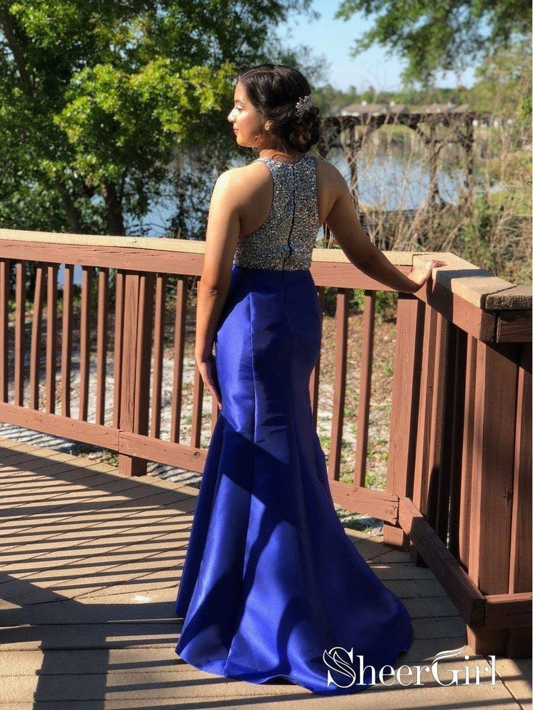 Royal Blue Long Beaded Top Mermaid Prom Dresses Trumpet Pageant Dress |Sheergirl.com SheerGirl Royal Blue Long Beaded Top Mermaid Prom Dresses Trumpet Pageant Dress |Sheergirl.com SheerGirl