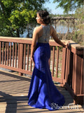 Royal Blue Long Beaded Top Mermaid Prom Dresses Trumpet Pageant Dress APD3361-SheerGirl