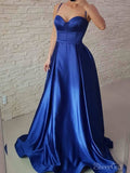 Royal Blue Satin Prom Dresses Spaghetti Strap Long Prom Dresses ARD2334-SheerGirl