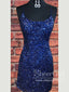 Královské modré flitry krátké plesové šaty bez zad Třpytivé šaty ARD2832 