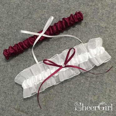 Royal Blue Wedding Garter Set Simple Bridal Garters with Bow ACC1018-SheerGirl