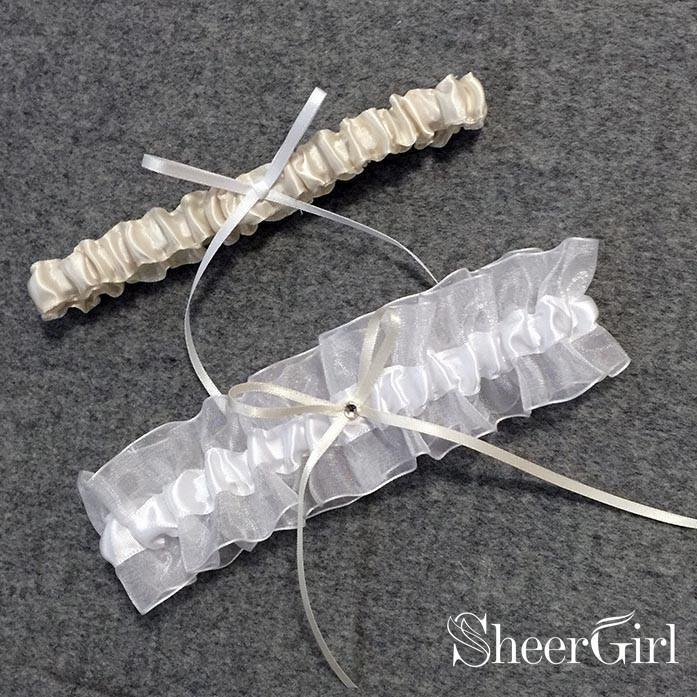 Royal Blue Wedding Garter Set Simple Bridal Garters with Bow ACC1018-SheerGirl