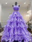 Ruffled Organza Ball Gown Pleated Bodice Long Prom Dress with Sweep Train ARD2681