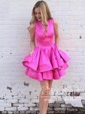 Satin Layered Short Prom Dress Homecoming Dress with Pockest ARD2657-SheerGirl