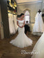 Satin Mermaid Bridal Dress With Tulle Train Ivory Off Shoulder Wedding Dresses AWD1632