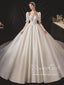 Satin Princess Bow Tie Wedding Dress with Puff Short Sleeves Ball Gown Bridal Dress AWD1796