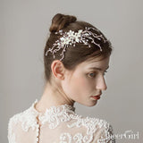 Scattered Crystal Floral Silver Bridal Comb ACC1137-SheerGirl