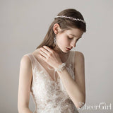 Scattered Pearls Silver Headband with Petals,Earrings,Wrist Flower Corsage ACC1102-SheerGirl