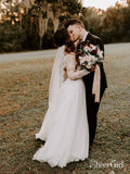 See Through Lace Bodice Boho Wedding Dresses LongSleeve Wedding Dresses AWD1362-SheerGirl