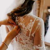 See Through Lace Bodice Boho Wedding Dresses LongSleeve Wedding Dresses AWD1362-SheerGirl