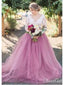 See Through Lace Long Sleeve Rustic Wedding Dresses Light Orchid Wedding Dress AWD1238