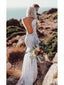 Vestidos de novia rústicos de encaje transparente vestido de novia de sirena de manga larga AWD1165 