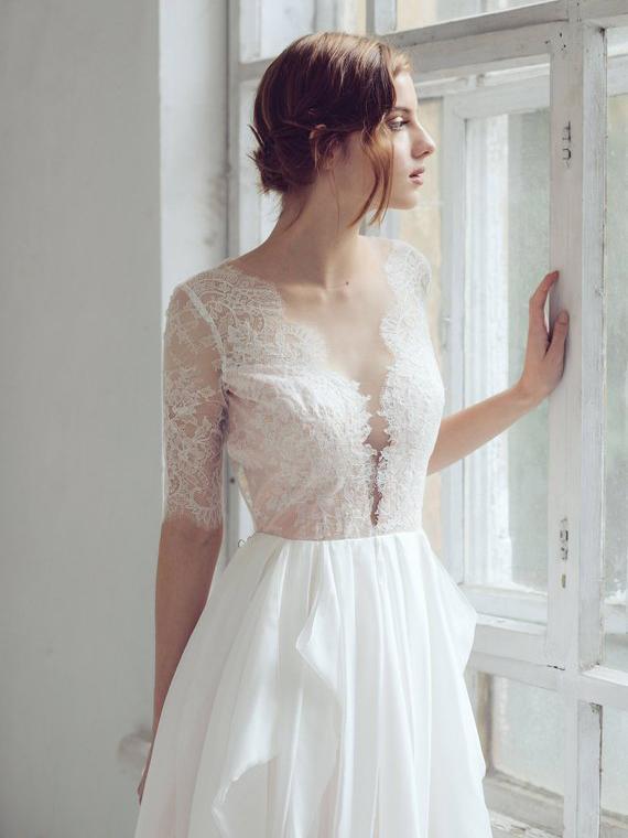 See Through Lace Top Beach Wedding Dresses Half Sleeve Simple Wedding Dress AWD1184 See Through Lace Top Beach Wedding Dresses Half Sleeve Simple See Through Lace Top Beach Wedding Dresses Half Sleeve Simple Wedding Dress AWD1184 See Through Lace Top Beach Wedding Dresses Half Sleeve Simple