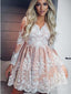 See Through Long Sleeve Lace Homecoming Dresses Vintage Short Prom Dress ARD1543