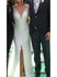 See Through Long Sleeve Lace Wedding Dresses Mermaid Wedding Dress with Slit AWD1234-SheerGirl