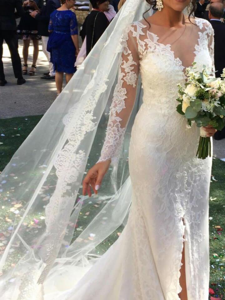 See Through Long Sleeve Lace Wedding Dresses Mermaid Wedding Dress with Slit AWD1234 See Through Long Sleeve Lace Wedding Dresses Mermaid Wedding Dress with Slit AWD1234