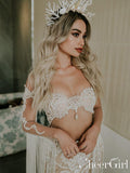 See Through Mermaid Wedding Gown Ivory Lace Fringe Long Sleeves Wedding Dress AWD1645-SheerGirl