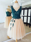 See Through Short Homecoming Dresses Lace Top Tulle Cheap Homecoming Dresses APD3512-SheerGirl