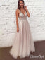 See Through V Neck Long Prom Dresses Beaded Tulle Formal Dress ARD1926