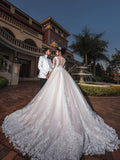 See Through Wedding Dresses with Sleeves Lace Applique Vintage Wedding Dresses APD3492-SheerGirl