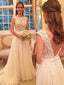 See-through Lace Top Beach Wedding Dress Chiffon Summer Bridal Dress apd2220