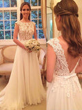 See-through Lace Top Beach Wedding Dress Chiffon Summer Bridal Dress apd2220-SheerGirl