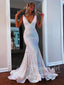 Sequins Lace Backless Mermaid Prom Dresses V Neck Formal Dress ARD2736