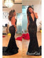 Sexy Backless Black Mermaid Prom Dresses Deep V Neck Formal Dress ARD1603