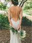 Sexy krajkové svatební šaty mořská panna bez zad se špagetovým páskem svatební šaty s výstřihem do V AWD1524 