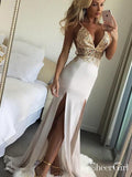 Sexy Backless Mermaid Prom Dresses with Slit Beaded Prom Dress ARD1859-SheerGirl