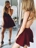 Sexy Backless Mini Burgundy Homecoming Dresses A Line Short Cocktail Dress ARD1510-SheerGirl