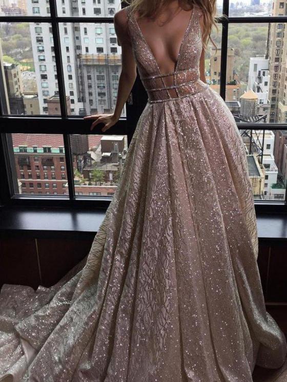 Sexy Ball Gown Wedding Dress Sequin Beaded Nude Vintage Wedding Dresses AWD1050