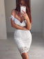 Sexy Bodycon bílé krajkové koktejlové šaty přes rameno Mini plesové šaty ARD1475 