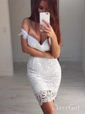 Sexy Bodycon White Lace Cocktail Dresses Off the Shoulder Mini Prom Dress ARD1475-SheerGirl