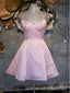 Sexy růžové šaty s otevřenými zády a korálky na návrat domů Krátké plesové šaty ARD1565 