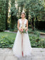 Sexy Plunging V Neckline Tulle Ball Gown Wedding Dress Simple Style Bridal Gown AWD1688
