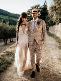 Sexy See Through Thigh Split Beach Wedding Dresses Beaded Vintage Bridal Dress AWD1304-SheerGirl