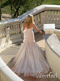 Sexy Sequins Mermaid Wedding Dress with Ruffles Luxurious Champagne Bridal Gown AWD1640-SheerGirl