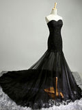 Sheath Black Lace Appliqued Prom Dresses with Sweetheart Neck APD3157-SheerGirl