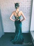 Sheath Emerald Green Velvet Long Prom Dresses with Slit Formal Dress ARD2072-SheerGirl