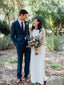 Venkovské svatební šaty s pochvou slonovinové barvy s rukávy AWD1214 