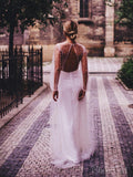 Sheer See Through Long Sleeve Wedding Dresses Pearl Tulle AWD1564-SheerGirl