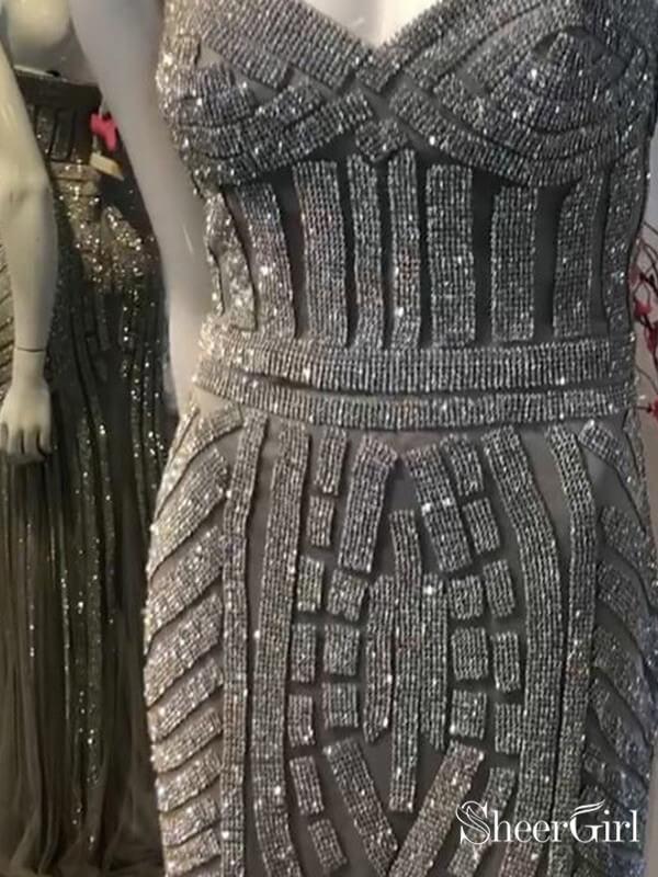 Shine Grey Mermaid Prom Dresses with Sweetheart Neck,Strapless Pageant Dresses APD3218 Shine Grey Mermaid Prom Dresses with Sweetheart Neck,Strapless Pageant Dresses APD3218