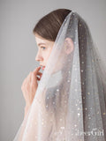 Shiny Bridal Veils with Gold Star Sparkly Wedding Veil ACC1042-SheerGirl