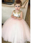 Vestidos de niña de flores lindos de color rosa rubor con lentejuelas doradas brillantes ARD1306 